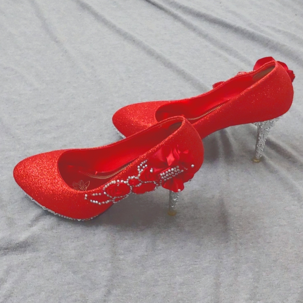 Super Sexy Red Sparkly High Heels * Size 40 ๐ - Picture 6 of 9